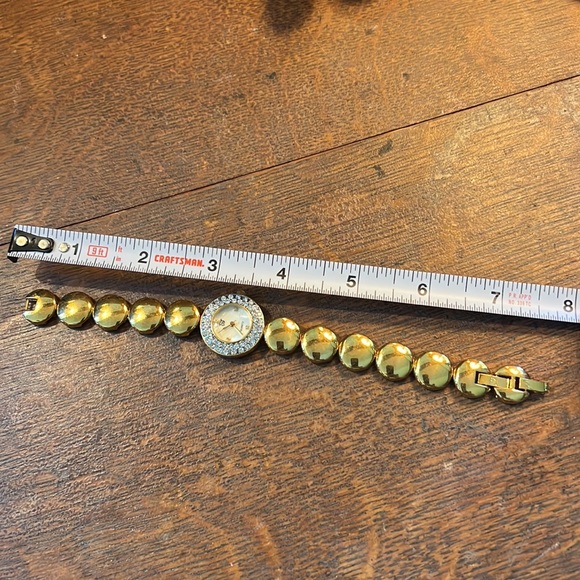 Rare Gold Ladies Quartz EJ Watch Swarovski Crystals Ivory Face - Picture 7 of 9